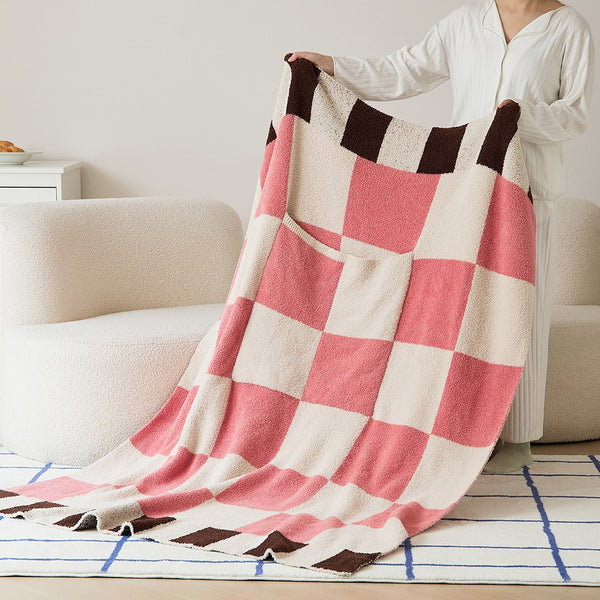 Pastel checked grid blanket