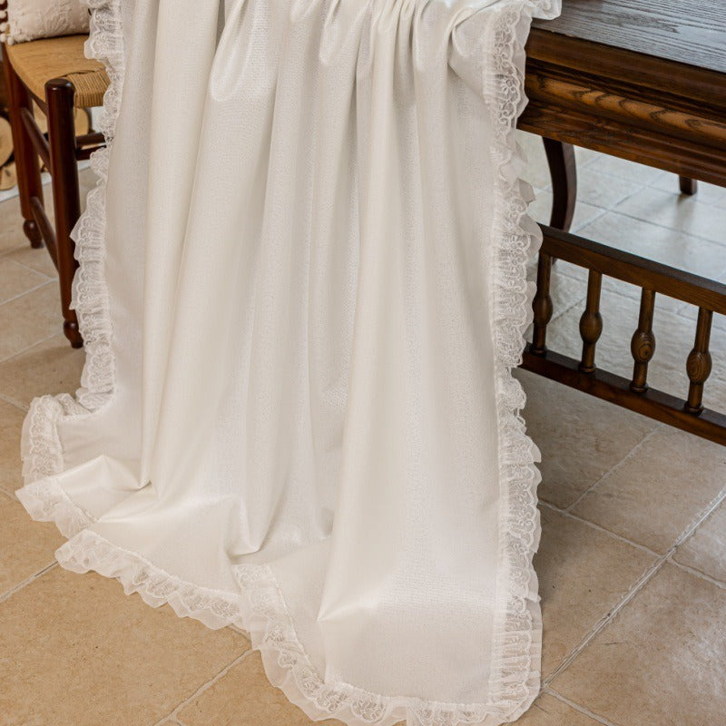 White Lace Trim Tablecloth