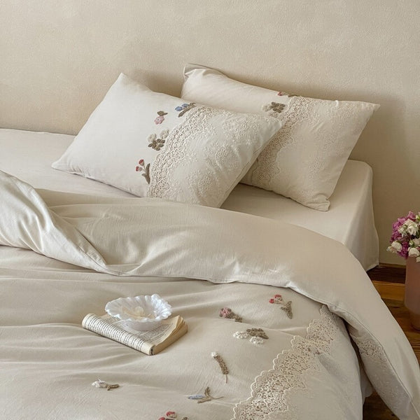 Vivid Floral Cotton Linen Bedding Set