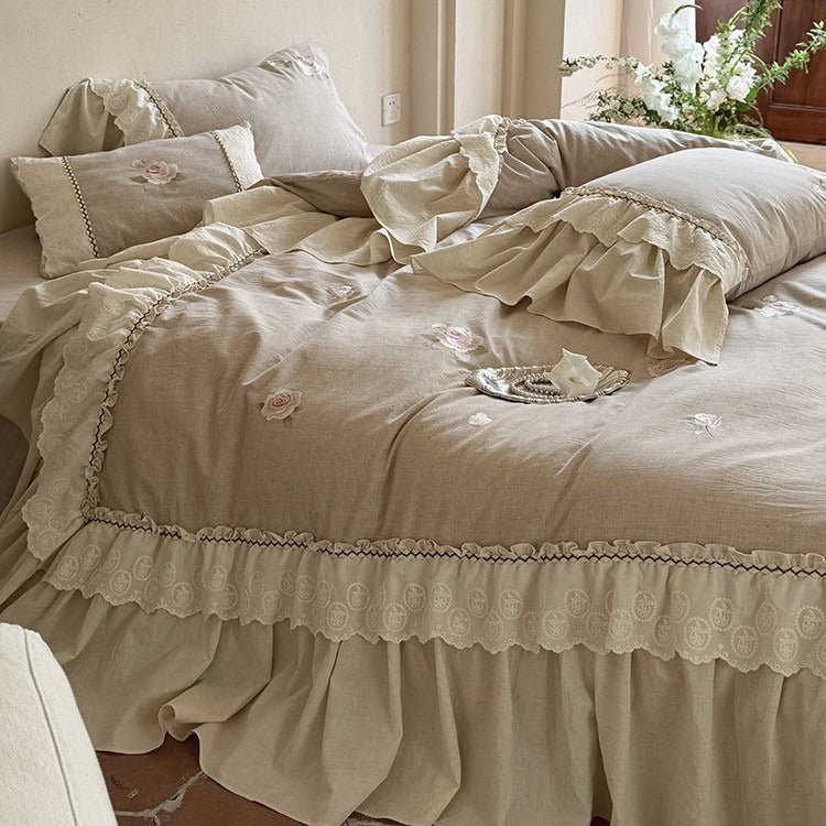 Decorative Linen Roses Linen Rose Garden Bedding Set – Delicors