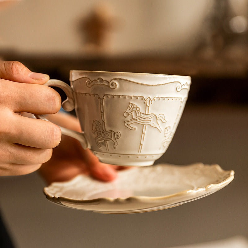 Carousel Dream Embossed Ceramic Cup Set