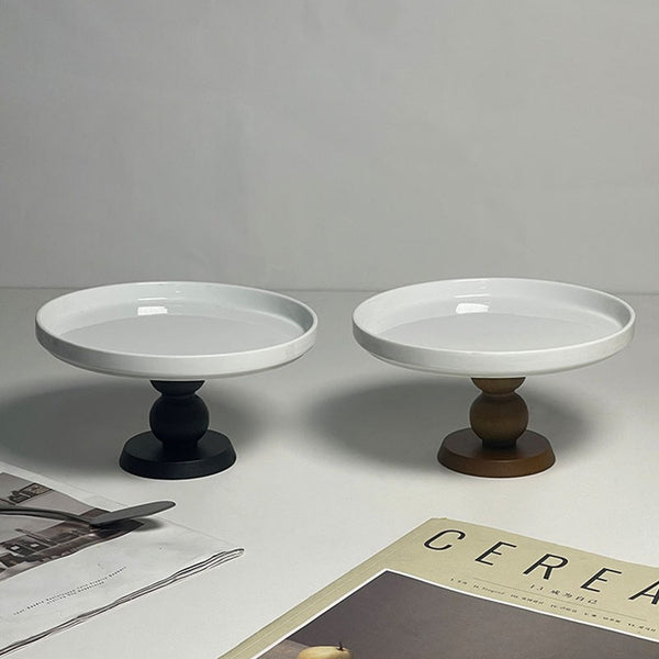 Wood Base Cake Stand