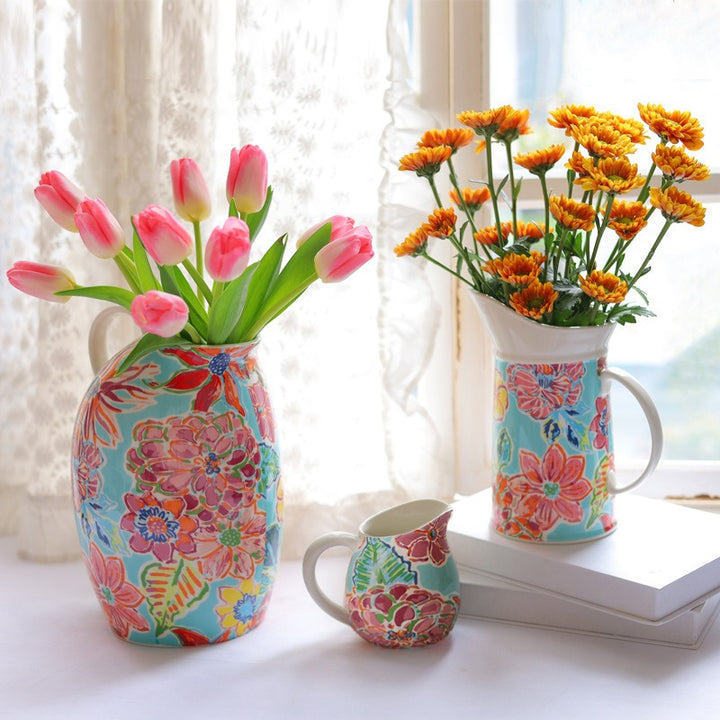Floral Print Ceramic Vase Collection