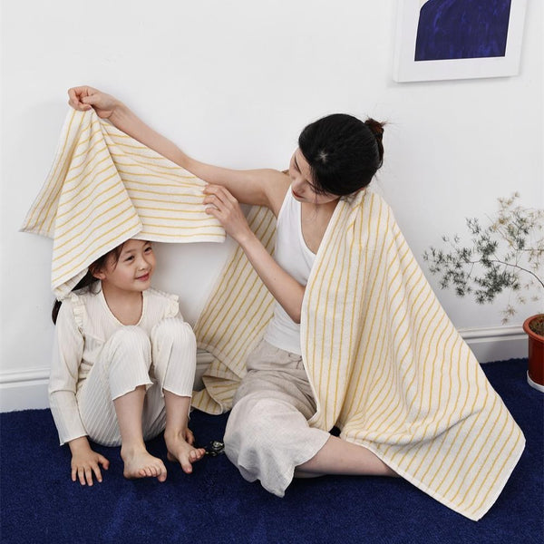 Lemon Yellow Striped Towel Collection