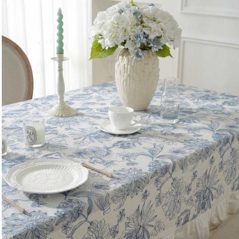 Blue Floral Tablecloth