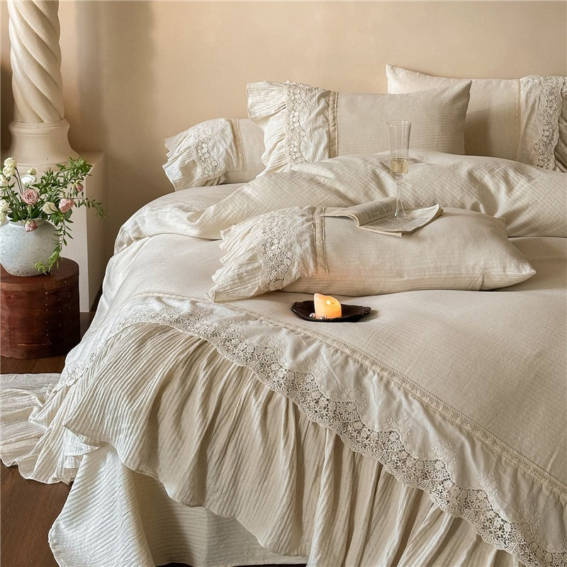 Beige Linen Bedding Set
