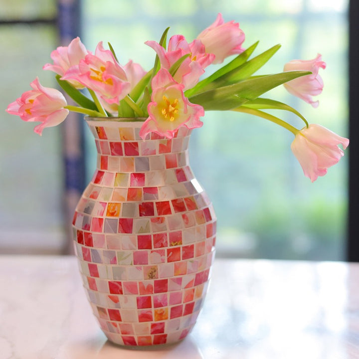 Pink Mosaic Glass Vase