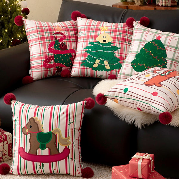 Xmas Pom-Pom Square Cushion