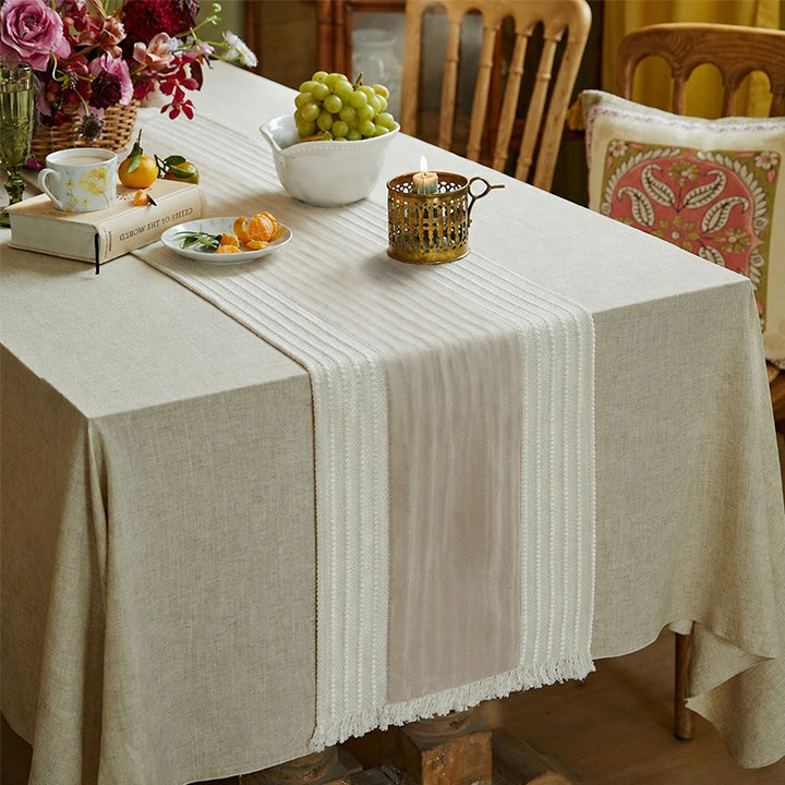 Ribbed Cotton Tassel Runner