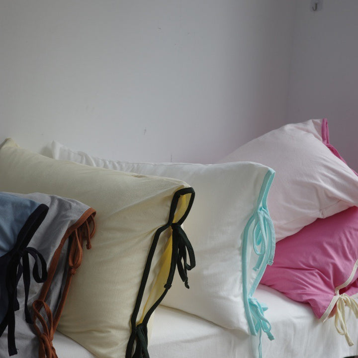 Soft Tie Jersey Cotton Pillowcase Set