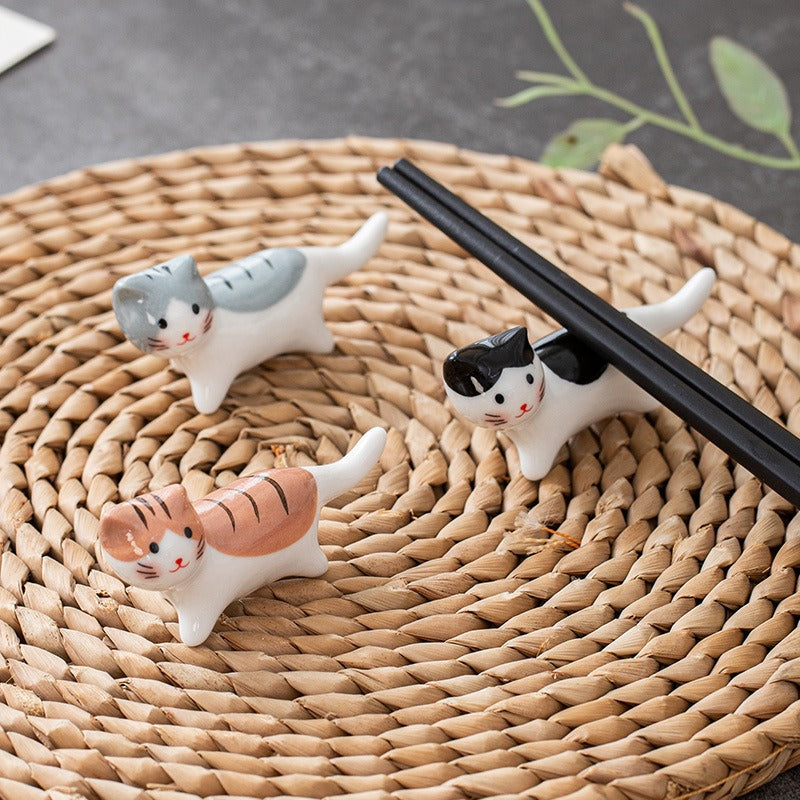 Wagging Tail Cat Chopsticks Holder Set