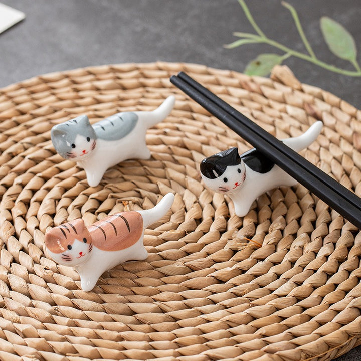 Wagging Tail Cat Chopsticks Holder Set