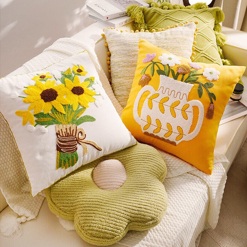 Bright Garden Embroidery Cushion