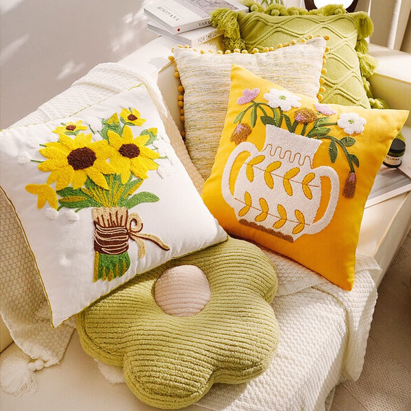 Bright Garden Embroidery Cushion