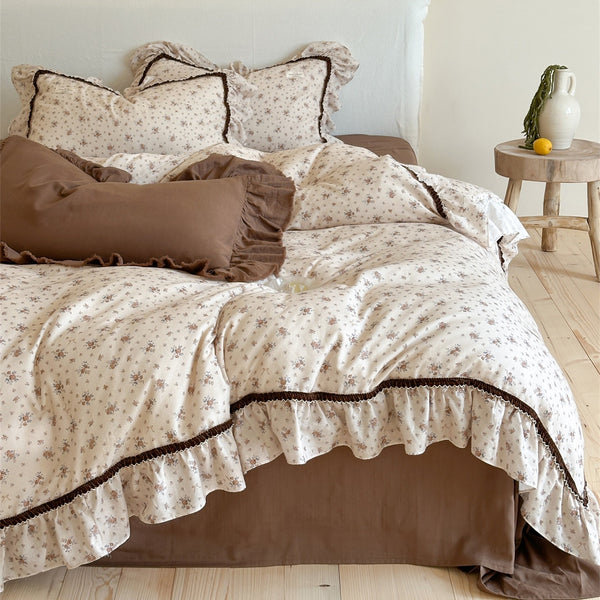 Brown Floral Bedding Set