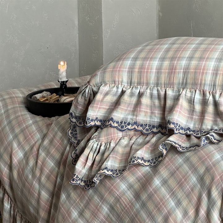 Forest Tartan & Ruffle Bedding Set