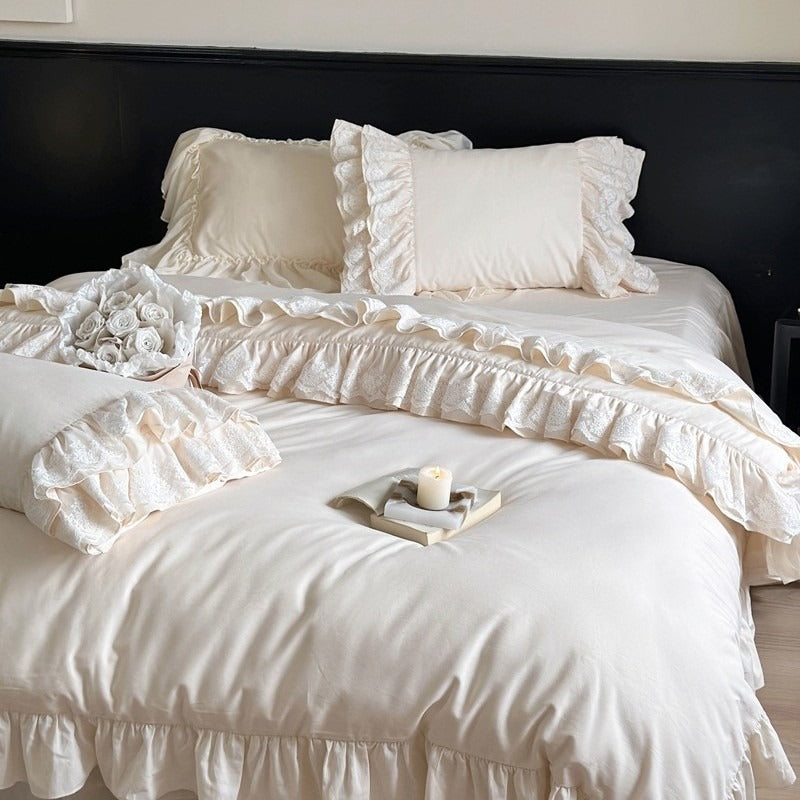 Jasmine Cream Ruffle Bedding Set