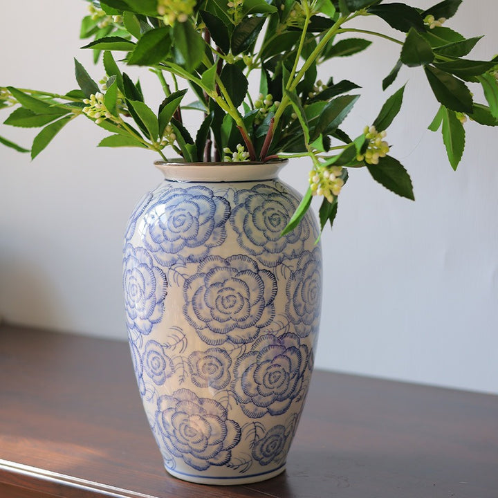 Blooming Roses Ceramic Vase