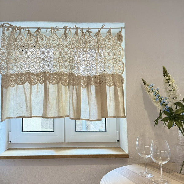 Rustic Beige Cabinet Curtain