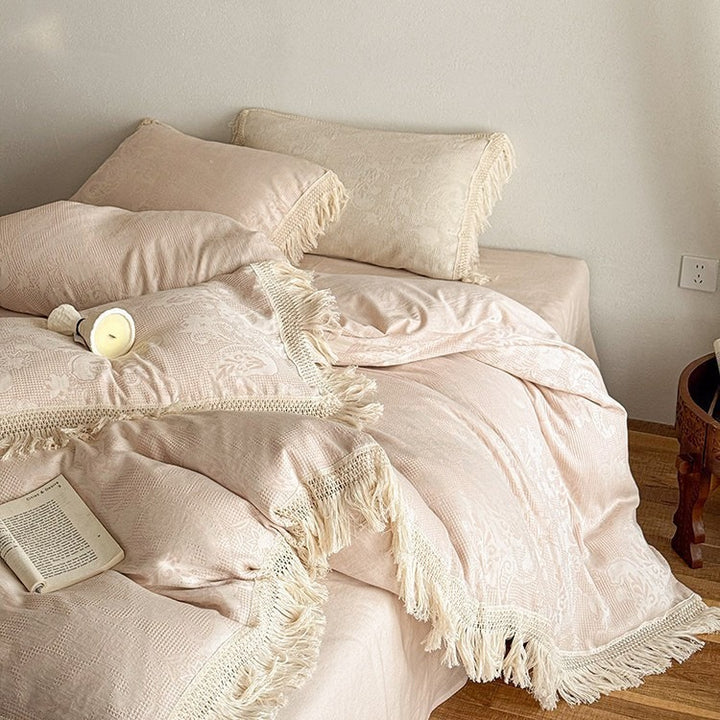 Linen Fringe Bedding Set