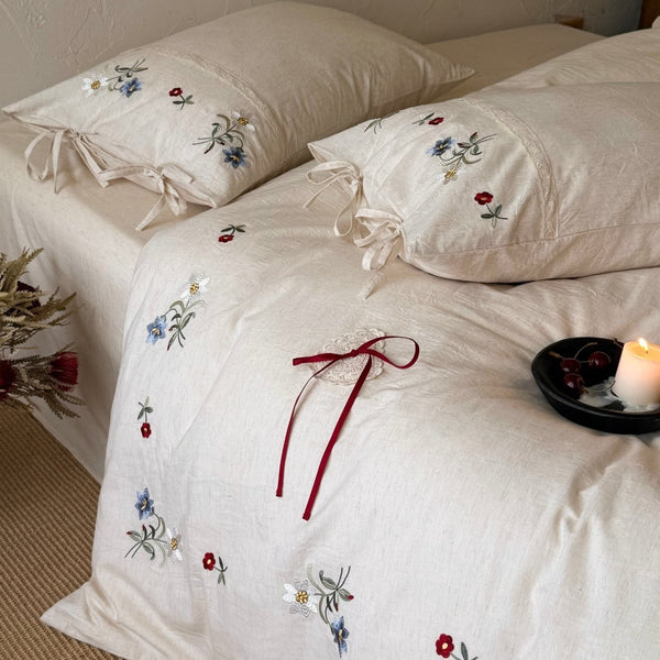 Wildflower Knot Linen Cotton Bedding Set