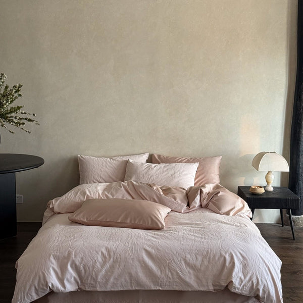 Blush Camellia Satin Bedding Set
