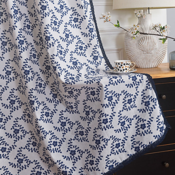 Navy Petal French Lace Curtain