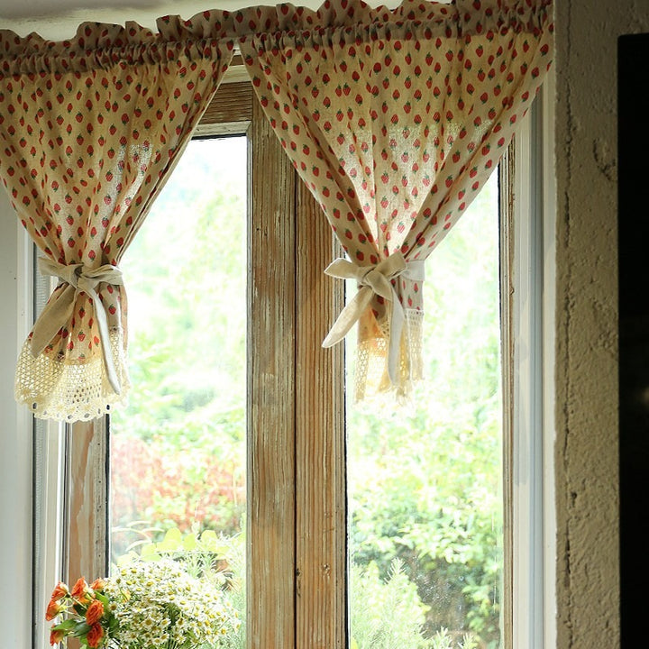 Creamy Strawberry Cabinet Curtain
