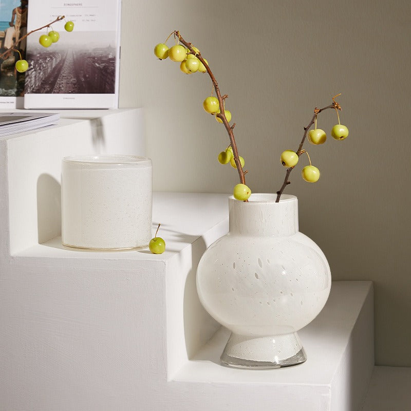Graceful White  Glass Vase
