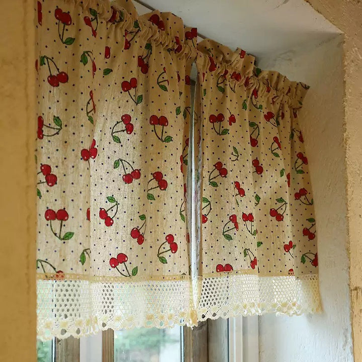 Vintage Cherry Lace Cabinet Curtain