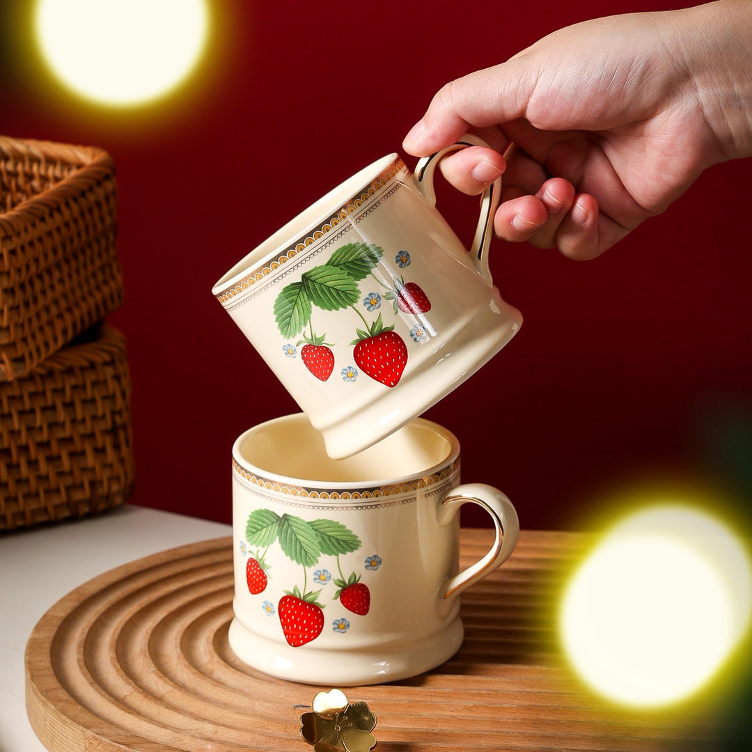 Gold Rim Strawberry Mug