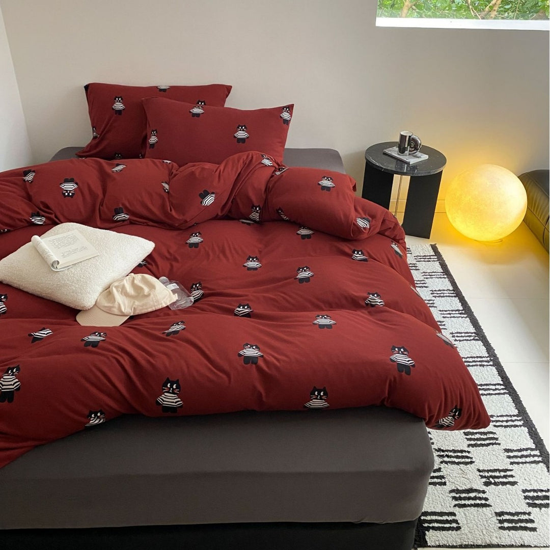 Black Kitty Bedding Set