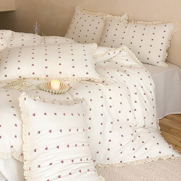 Ditsy Cherry Ruffle Bedding Set