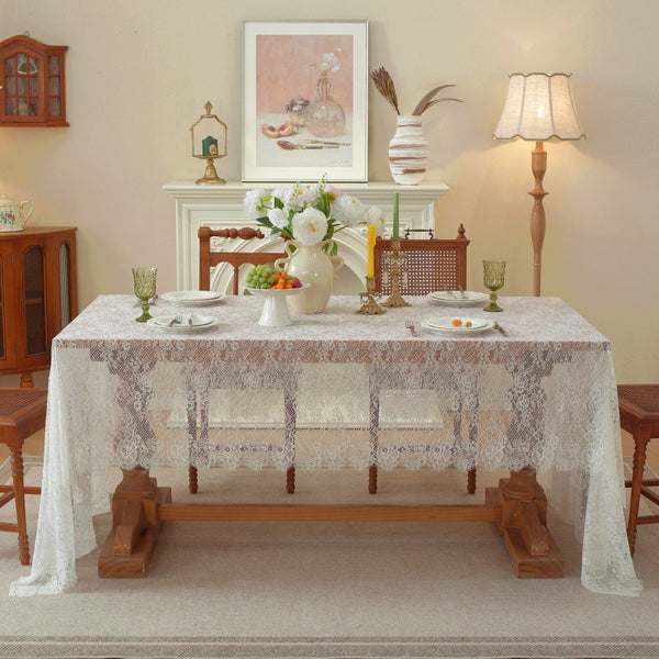 White Rose Lace Tablecloth