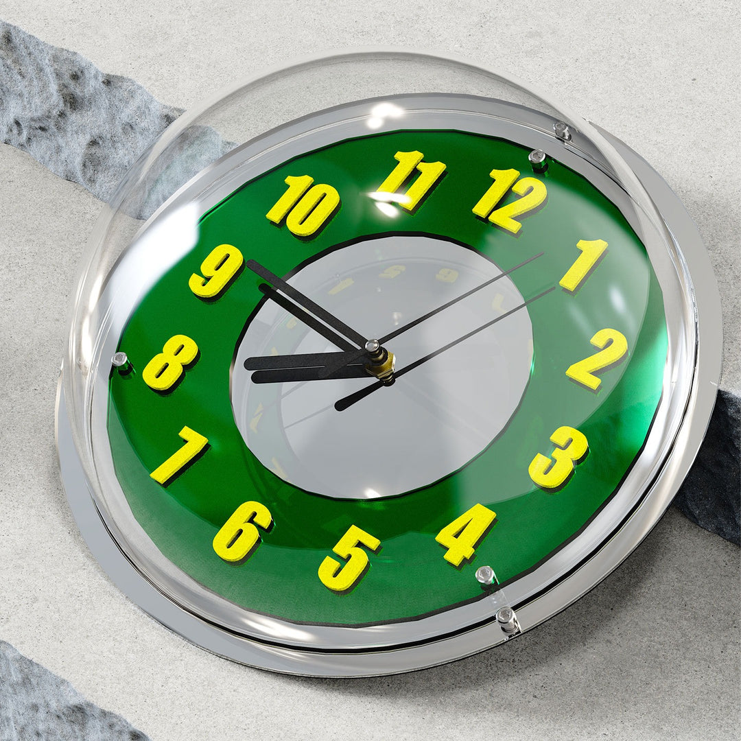 Chrome Green Reflector Clock