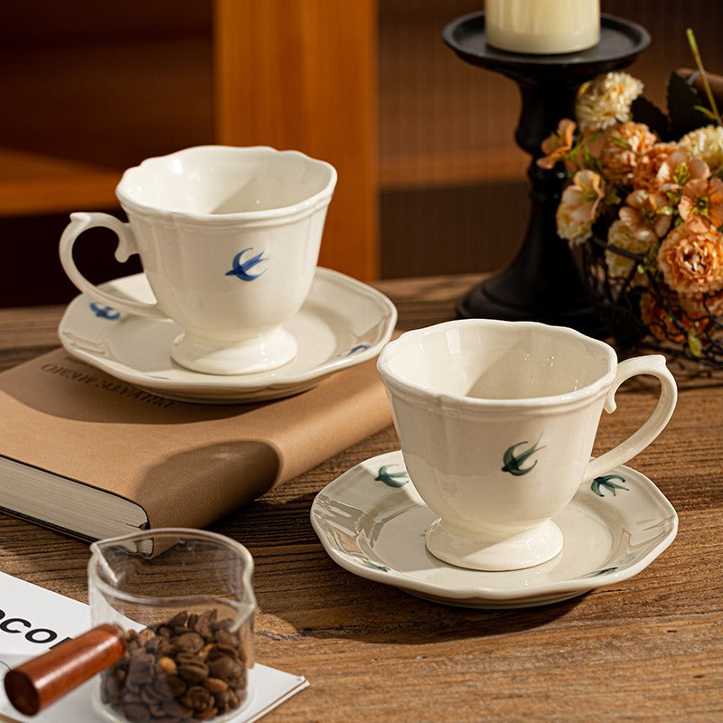 Blue Swallow Tea Cup Set