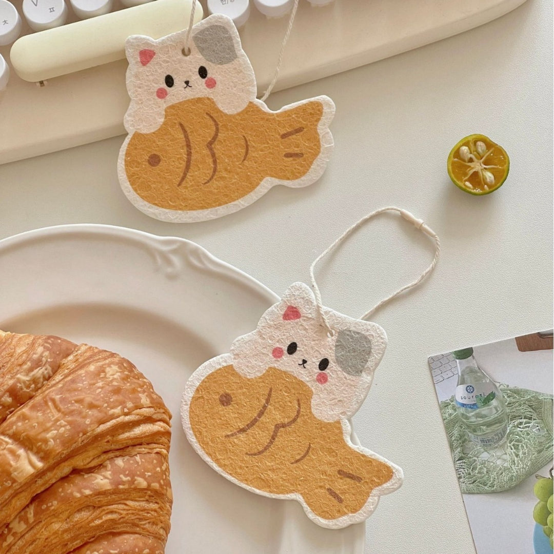 Taiyaki Kitty Dish Sponge Set
