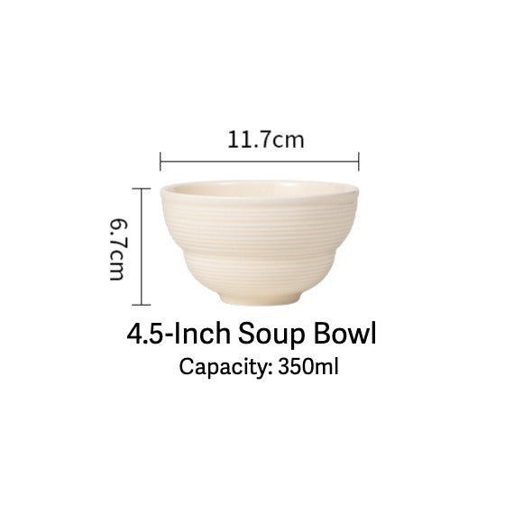 Ivory Ribbed Ceramic Dinnerware Set