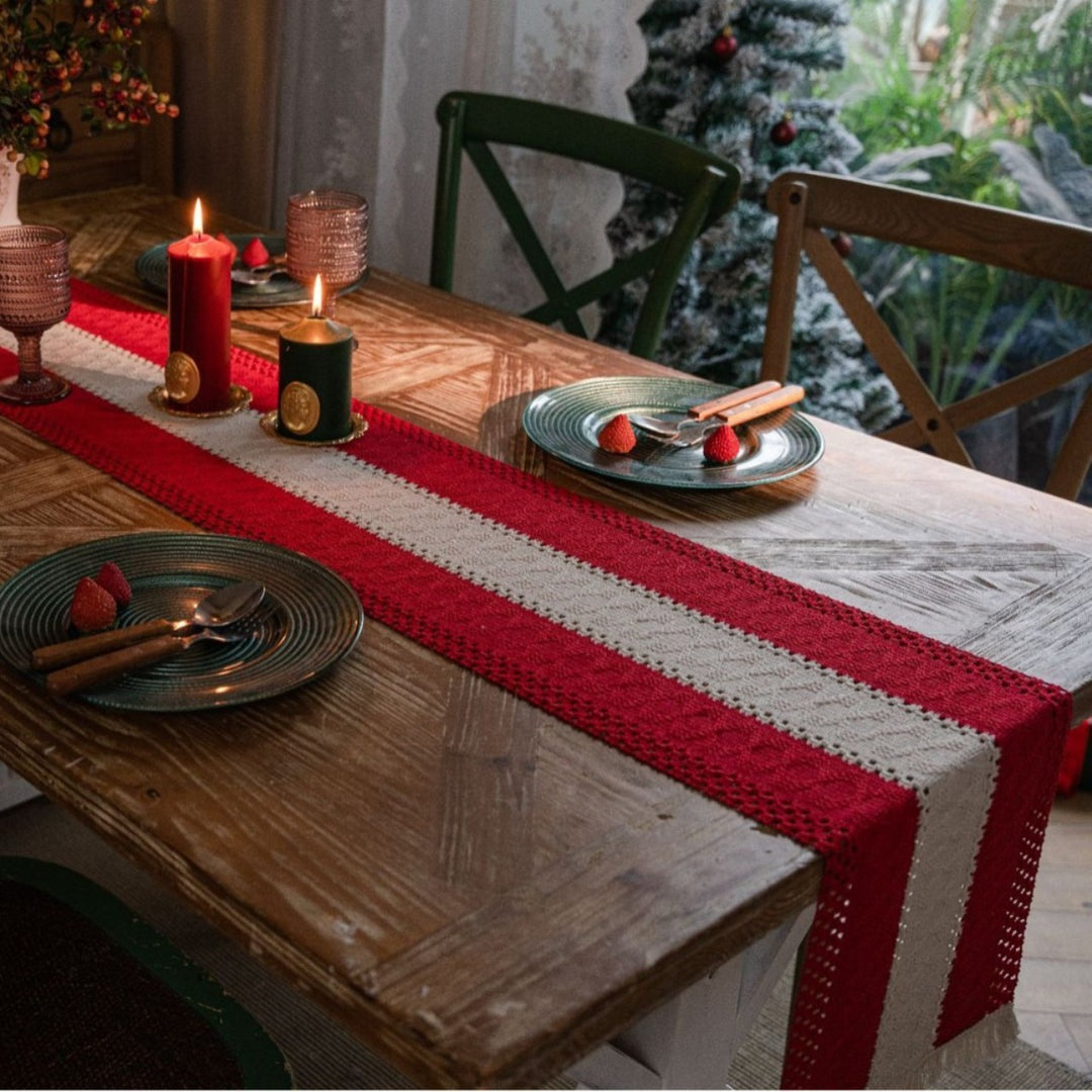 Crimson Stripe Table Runner