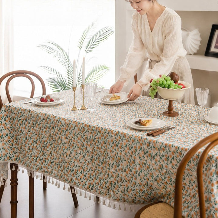 Summer Mandarin Tassel Tablecloth