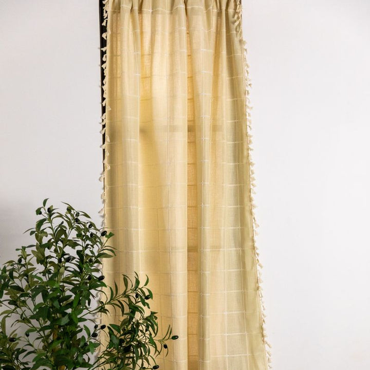 Sunlit Check Fringe Curtain