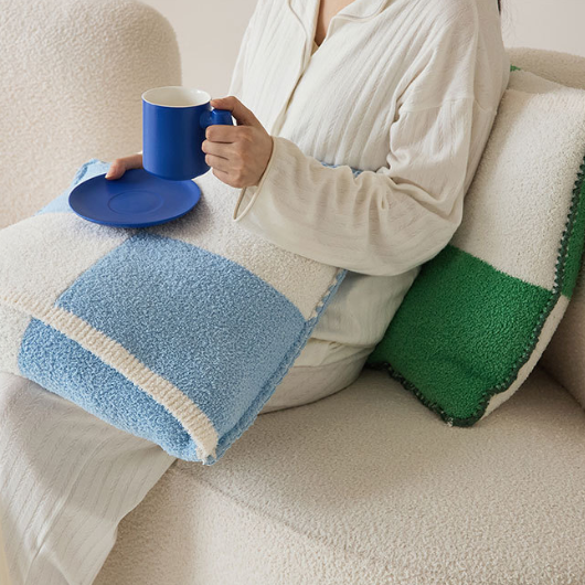 Cozy pastel grid blanket