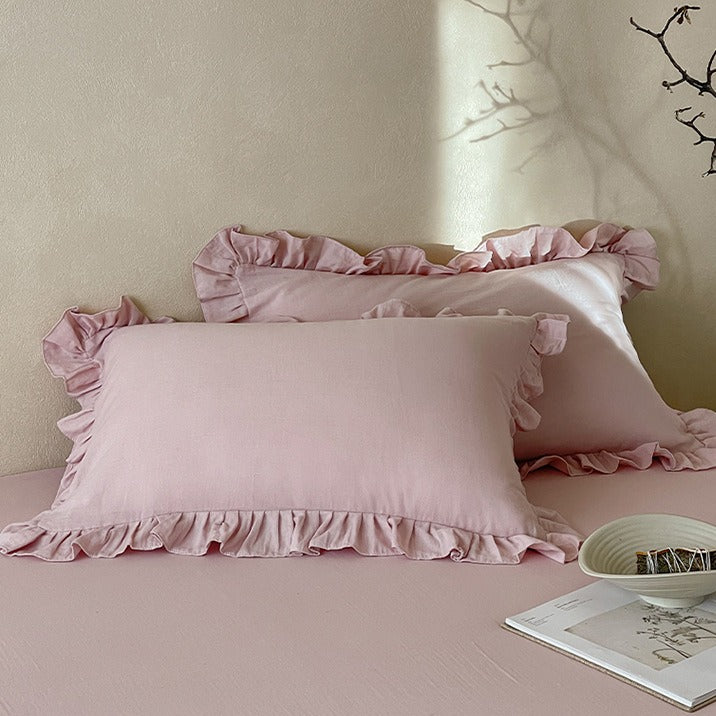 Ruffled Muslin Pillowcase Set