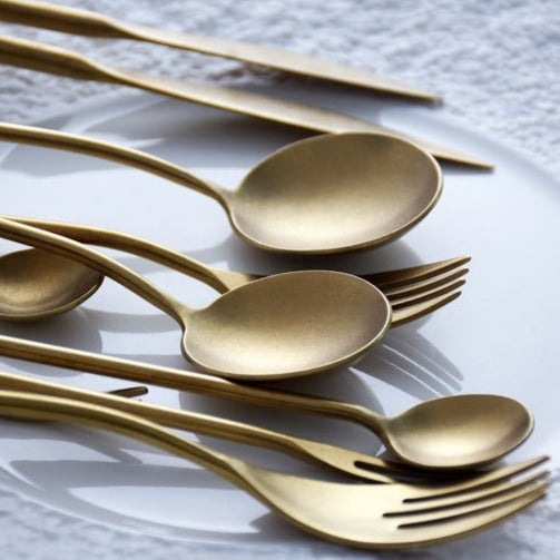 Retro Matte Gold Cutlery