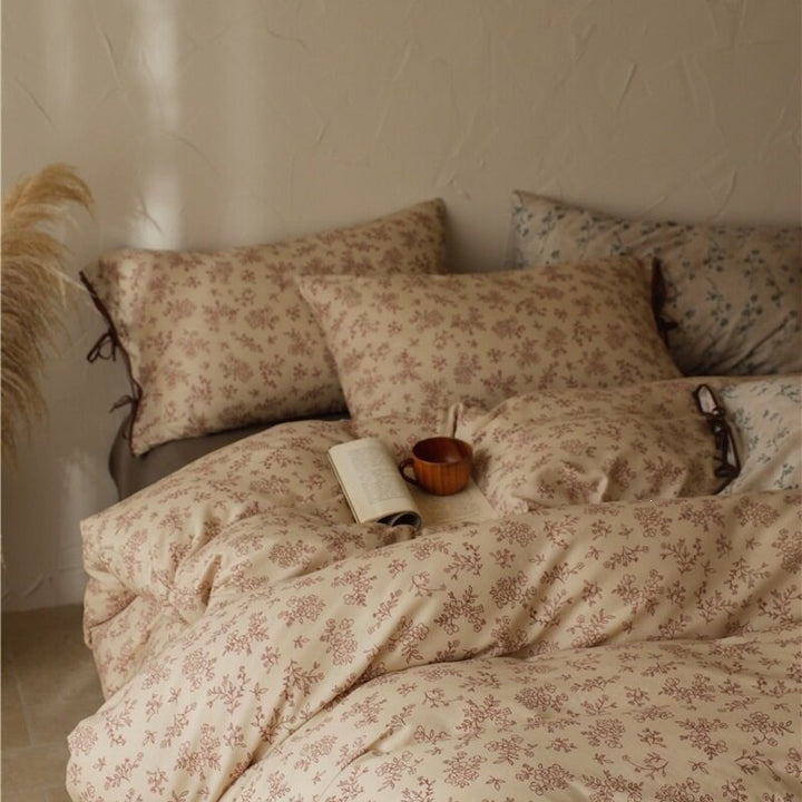 Warm Taupe Ditsy Floral Bedding Set