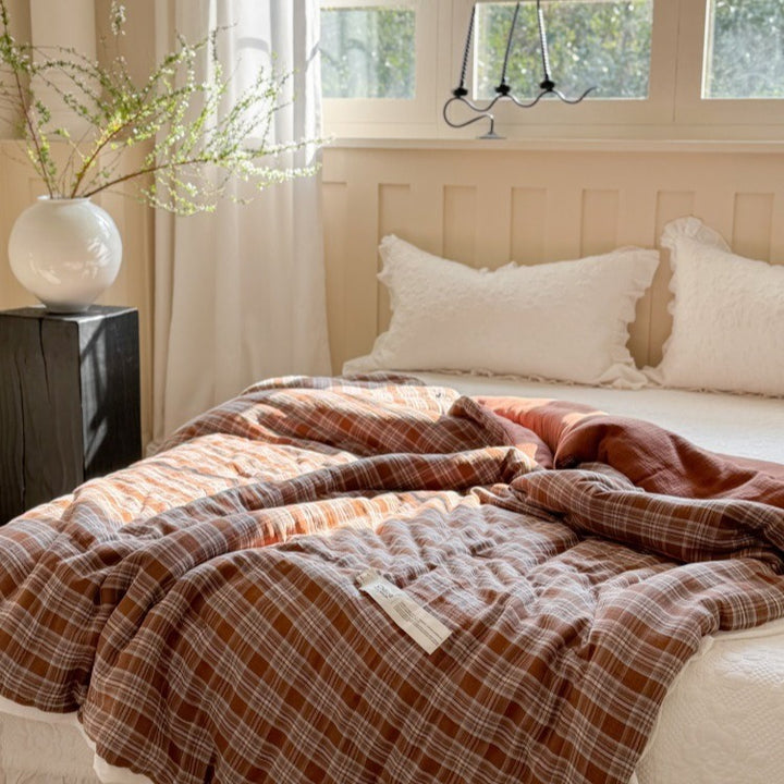 Vintage Tartan Summer Quilted Blanket