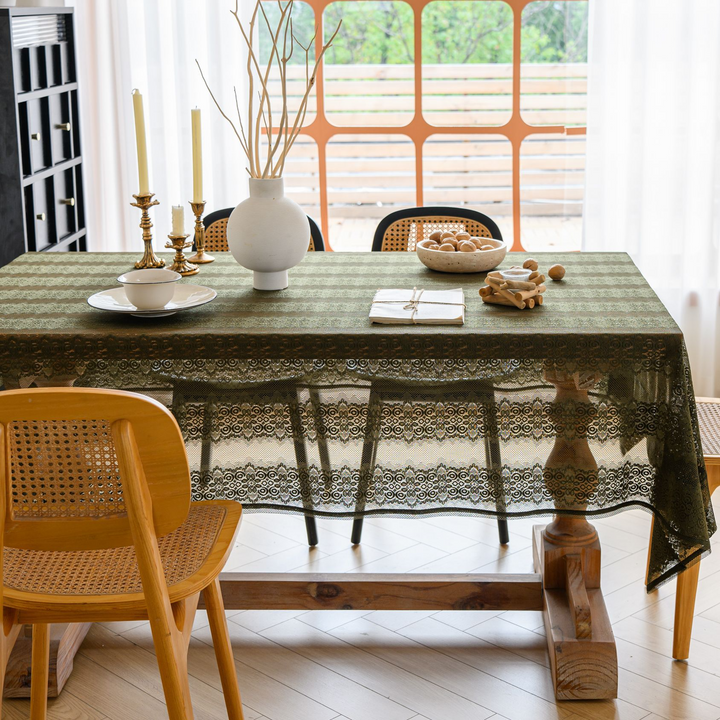 Retro Stripe Lace Tablecloth