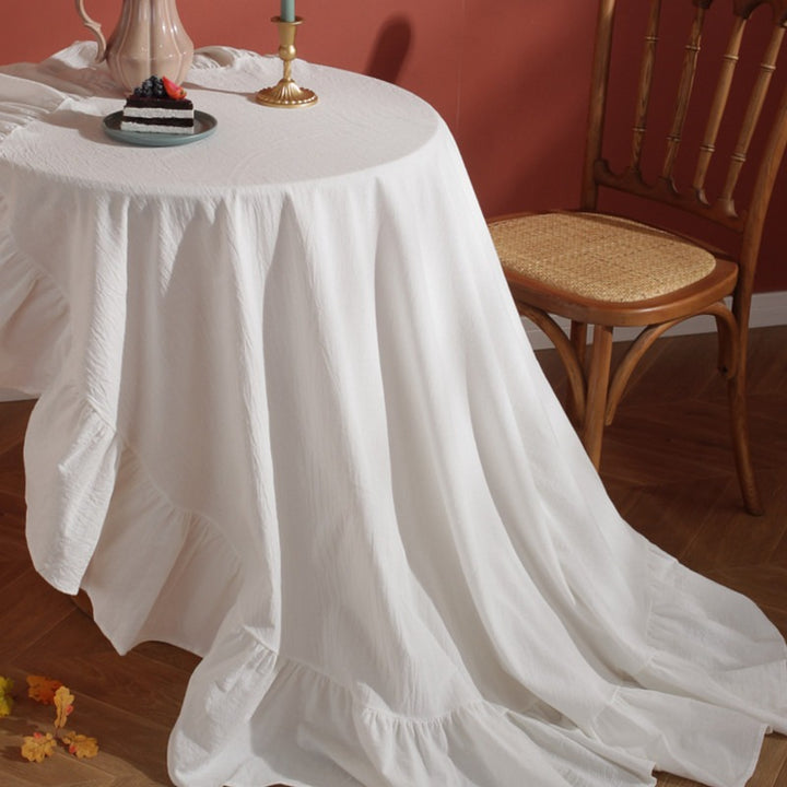 Block Colour Ruffle Round Tablecloth