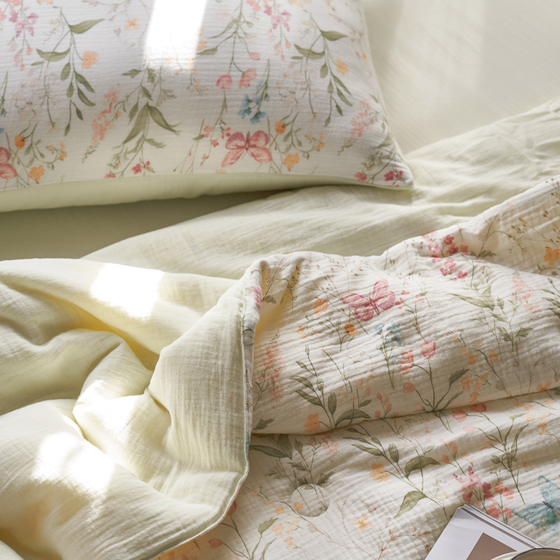 Colourful Garden Summer Quilted Blanket