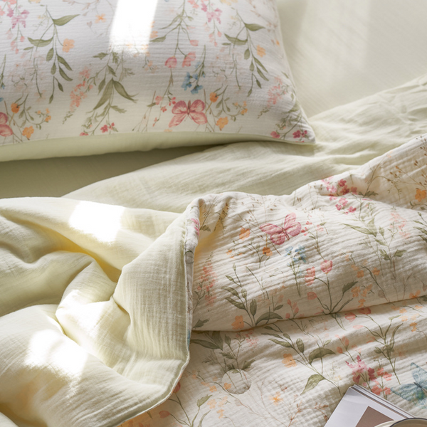 Colourful Garden Summer Quilted Blanket